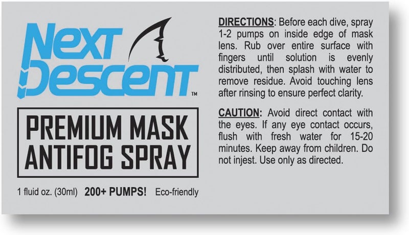 Next Descent Anti Fog Spray for Swimming Goggles & Diving Mask Defog Solution for Pool, Snorkeling, Scuba and Freediving - Image 1